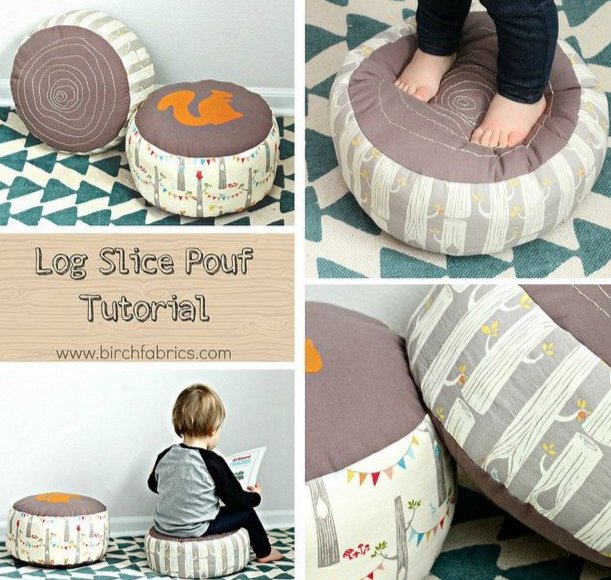 Log Slice Pouf Free Pattern Tutorial